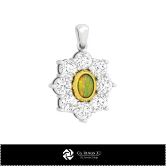 3D-CAD Opal-Anhänger Zuhause, Schmuck 3D-CAD, Anhänger 3D-CAD, 3D Diamant-Anhänger, 3D Opal-Anhänger