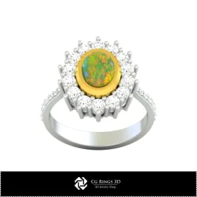 Rings with Opal - Jewelry 3D CAD