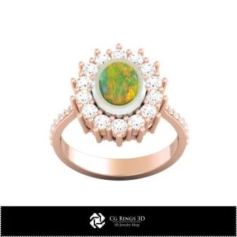 3D CAD Rings with Opal Home, Jewelry 3D CAD, Rings 3D CAD , Opal Rings 3D