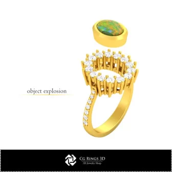 Anillos CAD 3D con Ópalo, Joyería CAD 3D, Anillos CAD 3D, Anillos de Ópalo CAD 3D