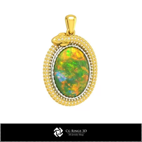 3D CAD Snake Pendant with Opal Home, Jewelry 3D CAD, Pendants 3D CAD , Vintage Jewelry 3D CAD , 3D Opal Pendants, 3D Art-Nouvea