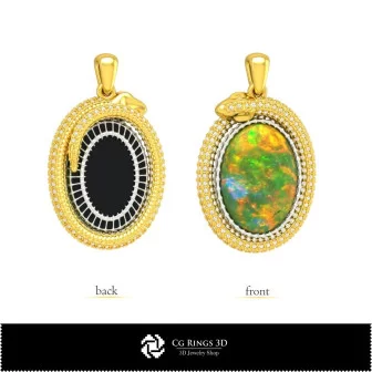 Pandantiv 3D CAD în formă de șarpe cu opal Home, bijuterii 3D CAD, pandantive 3D CAD, bijuterii vintage 3D CAD, pandantive cu