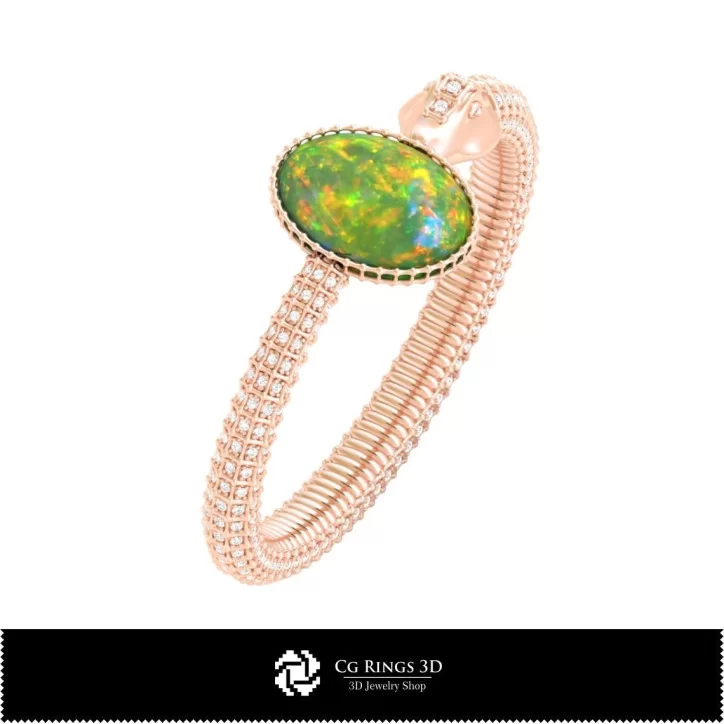 3D CAD Snake Bracelet with Opal