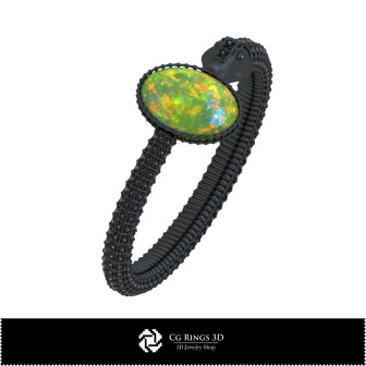 3D CAD Snake Bracelet with Opal Home, Bijuterii 3D , Bratari 3D CAD, Bijuterii Vintage 3D CAD, Bratari 3D, Bratara Solida 3D, Br