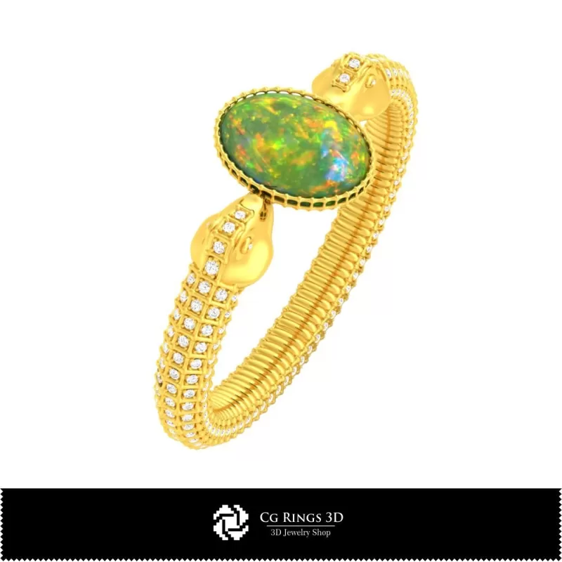Brazalete serpiente 3D CAD con ópalo