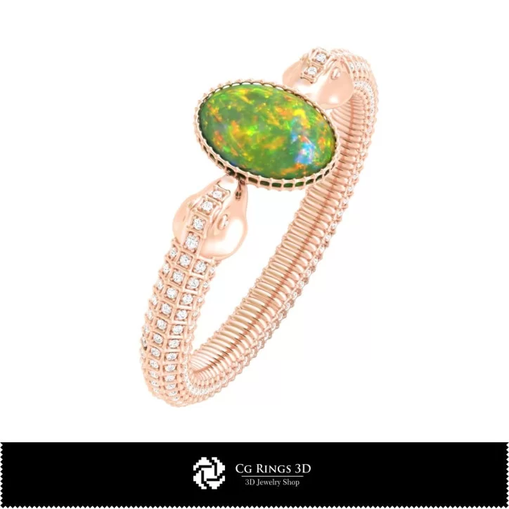 3D CAD Snake Bracelet with Opal