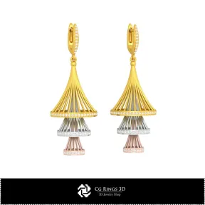 3D-CAD-Ohrringe Zuhause, Schmuck 3D-CAD, Ohrringe 3D-CAD, 3D-Hängeohrringe