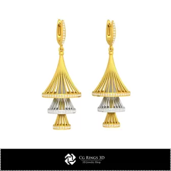 Boucles d'oreilles CAO 3D, Bijoux CAO 3D, Boucles d'oreilles CAO 3D, Boucles d'oreilles pendantes 3D