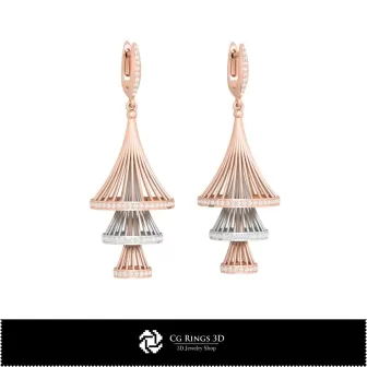 Boucles d'oreilles CAO 3D, Bijoux CAO 3D, Boucles d'oreilles CAO 3D, Boucles d'oreilles pendantes 3D