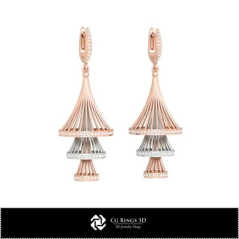 Boucles d'oreilles CAO 3D, Bijoux CAO 3D, Boucles d'oreilles CAO 3D, Boucles d'oreilles pendantes 3D