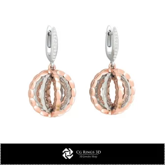 Orecchini CAD 3D Casa, Gioielli CAD 3D, Orecchini CAD 3D, Orecchini con Diamanti 3D