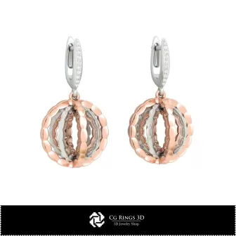 Pendientes CAD 3D, CAD 3D de joyería, Pendientes CAD 3D, Pendientes de diamantes 3D