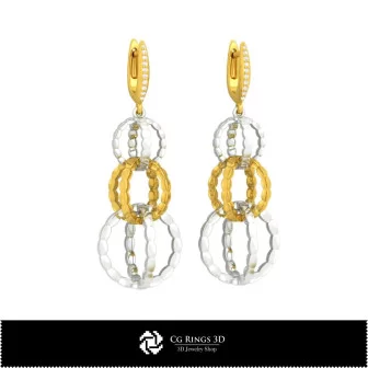 3D CAD Earrings Home, Jewelry 3D CAD, Earrings 3D CAD , 3D Drop Earrings