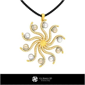 3D CAD Pendant with Pearls Home, Jewelry 3D CAD, Pendants 3D CAD , 3D Pearl Pendants