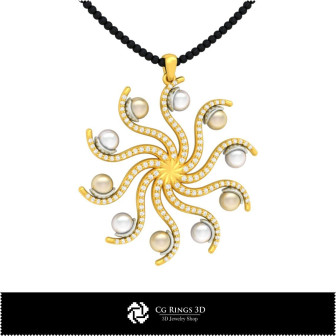 3D CAD Pendant with Pearls Home,  Jewelry 3D CAD, Pendants 3D CAD , 3D Pearl Pendants