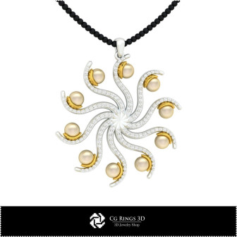 3D CAD Pendant with Pearls Home,  Jewelry 3D CAD, Pendants 3D CAD , 3D Pearl Pendants