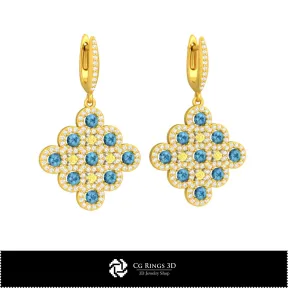 3D-CAD-Ohrringe Heim, Schmuck 3D-CAD, Ohrringe 3D-CAD, 3D-Diamantohrringe