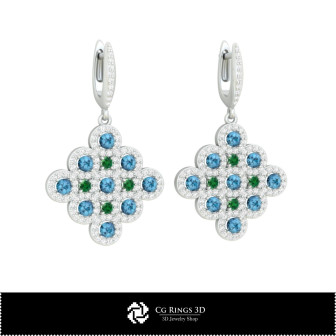 3D CAD Earrings Home, Bijoux 3D CAO, Boucles D'oreilles 3D CAO, Boucles D'oreilles Diamant 3D