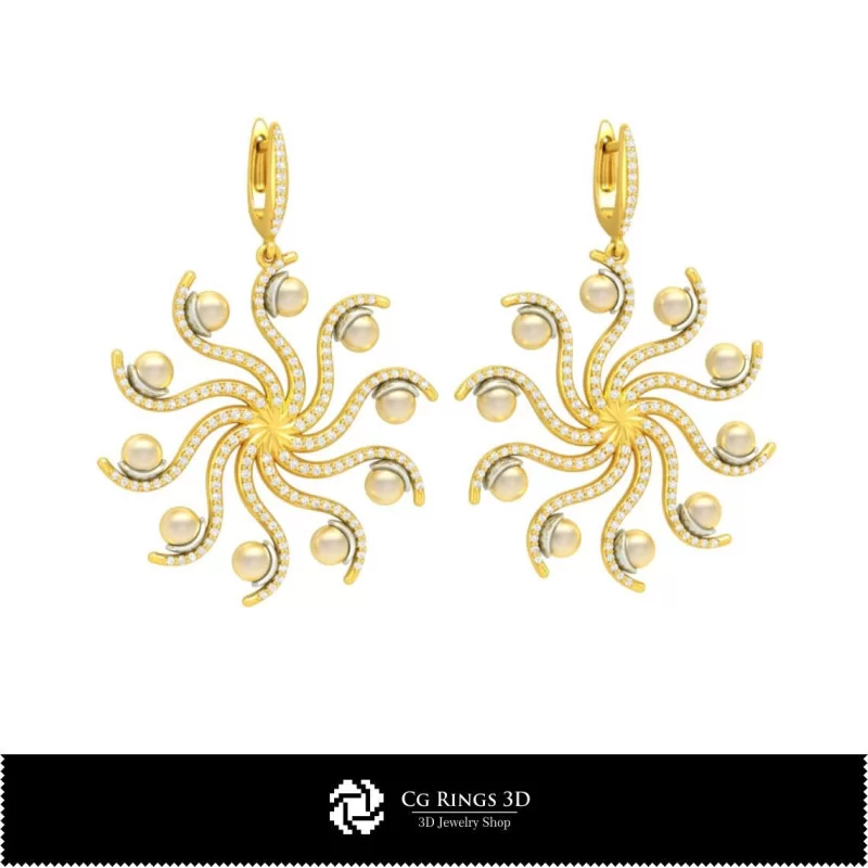 3D CAD Earrings with Pearls Home, Bijuterii 3D , Cercei 3D CAD, Cercei cu Diamante 3D, Cercei cu Perle 3D 