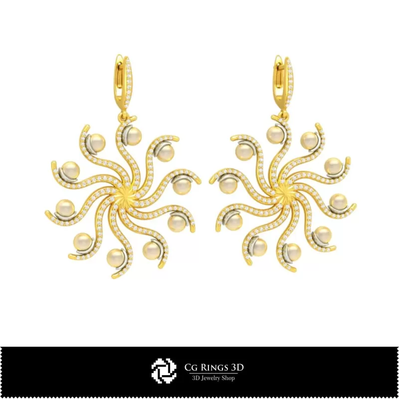 Boucles d'oreilles 3D CAO avec perles