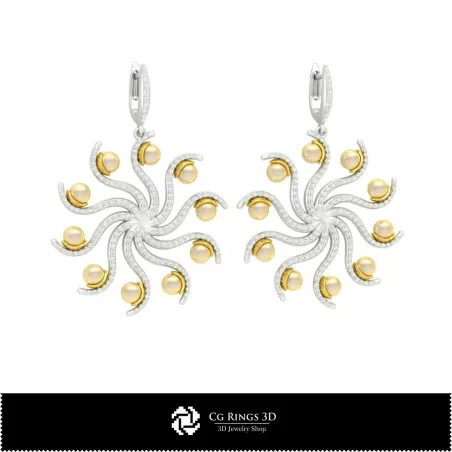 Boucles d'oreilles 3D CAO avec perles