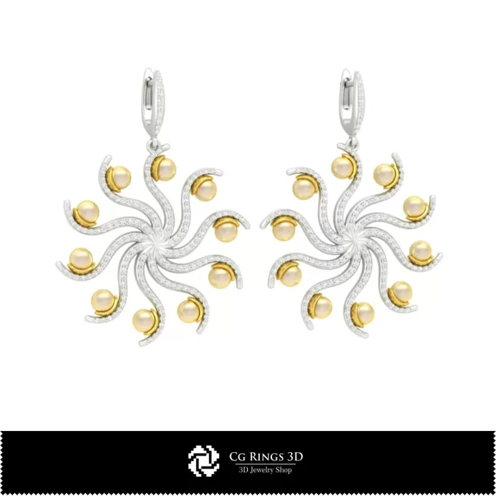 Orecchini 3D CAD con Perle Orecchini 3D CAD con Perle
