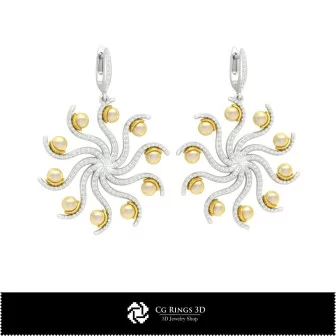 3D CAD Earrings with Pearls Home, Bijuterii 3D , Cercei 3D CAD, Cercei cu Diamante 3D, Cercei cu Perle 3D 