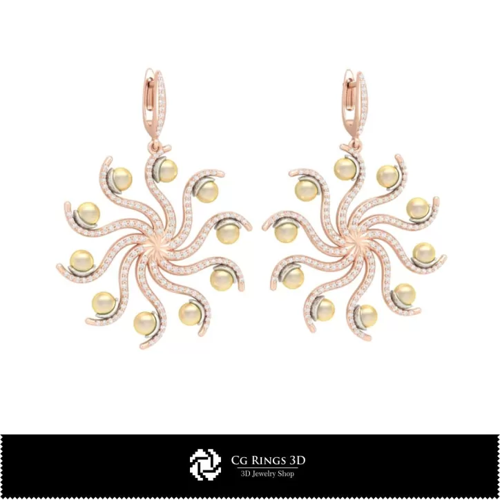 Orecchini 3D CAD con Perle Orecchini 3D CAD con Perle