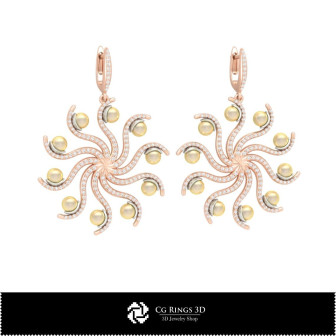 3D CAD Earrings with Pearls Home, Bijoux 3D CAO, Boucles D'oreilles 3D CAO, Boucles D'oreilles Diamant 3D, Boucles D'oreilles en