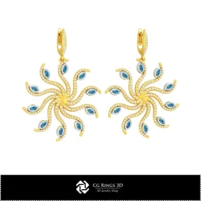 3D-CAD-Ohrringe Zuhause, Schmuck 3D-CAD, Ohrringe 3D-CAD, 3D-Diamantohrringe