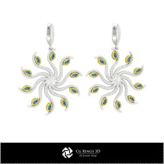 Pendientes CAD 3D, Joyería CAD 3D, Pendientes CAD 3D, Pendientes de Diamante 3D