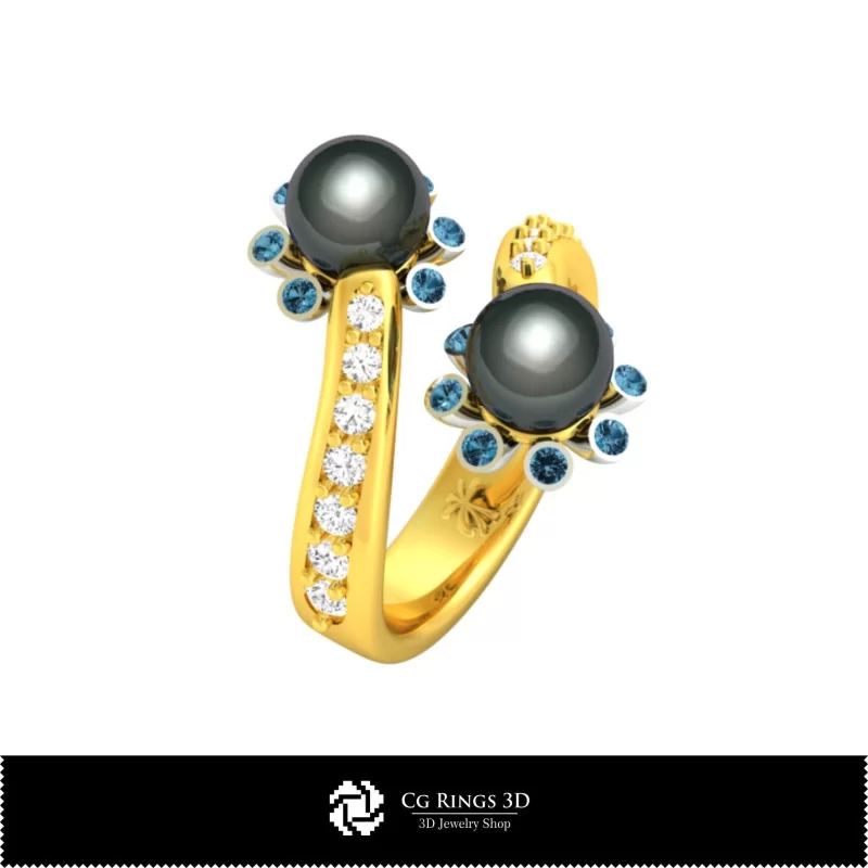 3D CAD Ring with Pearls Home, Jewelry 3D CAD, Rings 3D CAD , Pearl Rings 3D