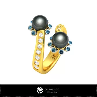 3D CAD Ring with Pearls Home, Bijoux 3D CAO, Anneaux 3D CAO, Anneaux de Perles 3D 