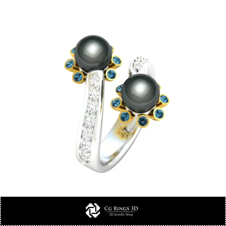 Anillo con perlas - Joyería 3D CAD