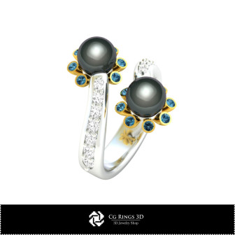 3D CAD Ring with Pearls Home, Bijuterii 3D , Inele 3D CAD, Inele cu Perle 3D 