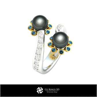 3D CAD Ring with Pearls Home,  Jewelry 3D CAD, Rings 3D CAD , Pearl Rings 3D