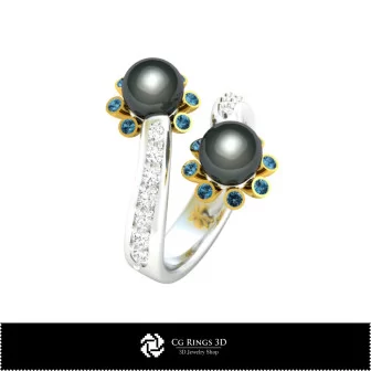 3D CAD Ring with Pearls Home, Jewelry 3D CAD, Rings 3D CAD , Pearl Rings 3D