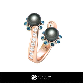 3D CAD Ring with Pearls Home,  Jewelry 3D CAD, Rings 3D CAD , Pearl Rings 3D