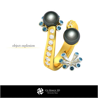 3D CAD Ring with Pearls Home, Bijoux 3D CAO, Anneaux 3D CAO, Anneaux de Perles 3D 