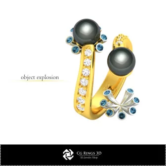 3D CAD Ring with Pearls Home, Jewelry 3D CAD, Rings 3D CAD , Pearl Rings 3D