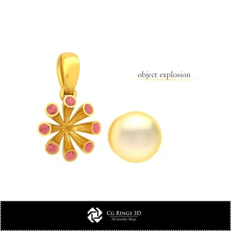 Pendentif 3D CAO avec perle Maison, Bijoux 3D CAO, Pendentifs 3D CAO, Pendentifs perle 3D