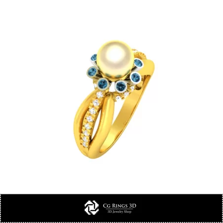 3D CAD Pearl Ring Home, Bijoux 3D CAO, Anneaux 3D CAO, Anneaux de Perles 3D 