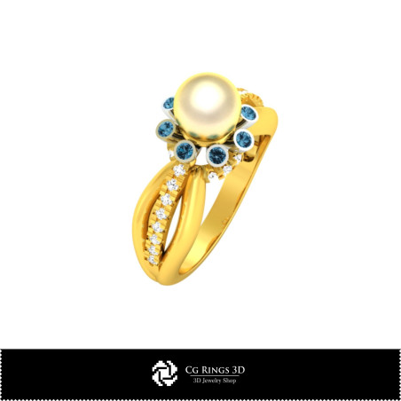 3D CAD Pearl Ring Home,  Jewelry 3D CAD, Rings 3D CAD , Pearl Rings 3D