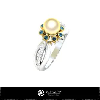 Bague perle en CAO 3D, Bijoux CAO 3D, Bagues CAO 3D, Bagues à perle CAO 3D