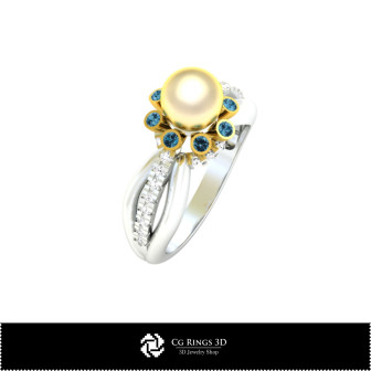 3D CAD Pearl Ring Home,  Jewelry 3D CAD, Rings 3D CAD , Pearl Rings 3D