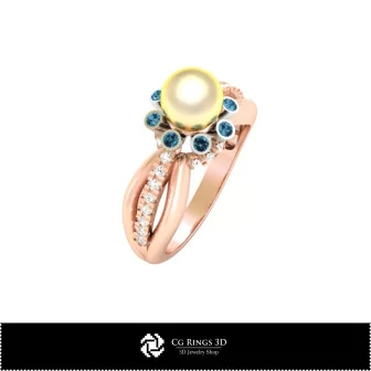 3D CAD Pearl Ring Home, Jewelry 3D CAD, Rings 3D CAD , Pearl Rings 3D