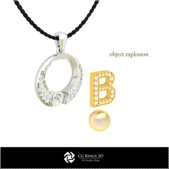 Pendentif perle 3D CAO avec lettre B Maison, Bijoux 3D CAO, Pendentifs 3D CAO, Pendentifs lettre 3D, Pendentifs perle 3D