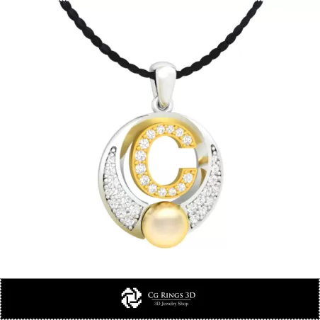 Pendentif perle en 3D CAO avec lettre C Home, Bijoux 3D CAO, Pendentifs 3D CAO, Pendentifs lettre 3D, Pendentifs perle 3D