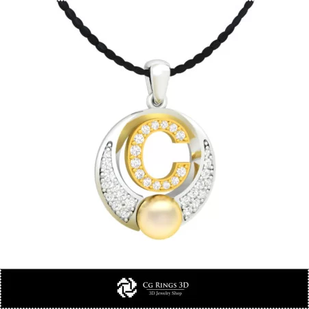 Pendentif perle 3D DAO avec la lettre C