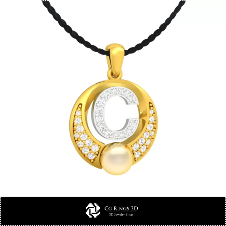 Pendentif perle 3D DAO avec la lettre C